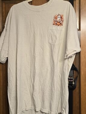 Cream Pocket T-Shirt with Autumn Ghost Graphic